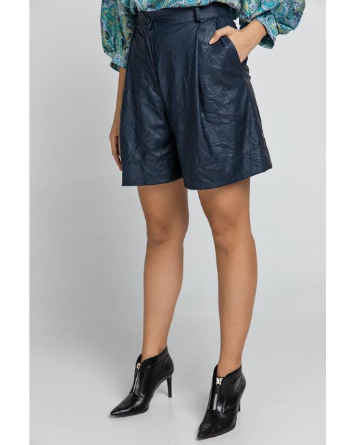 Conquista Blue Faux Leather Bermuda Shorts
