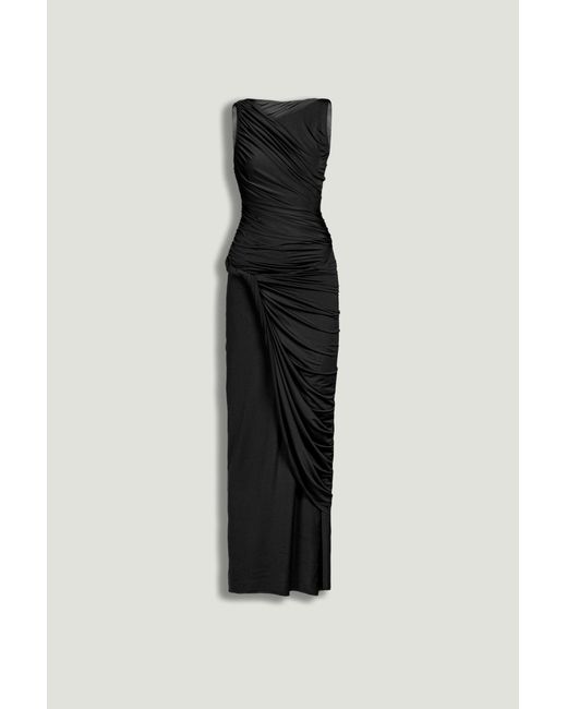 Nocturne Black Draped Sleeveless Maxi Dress