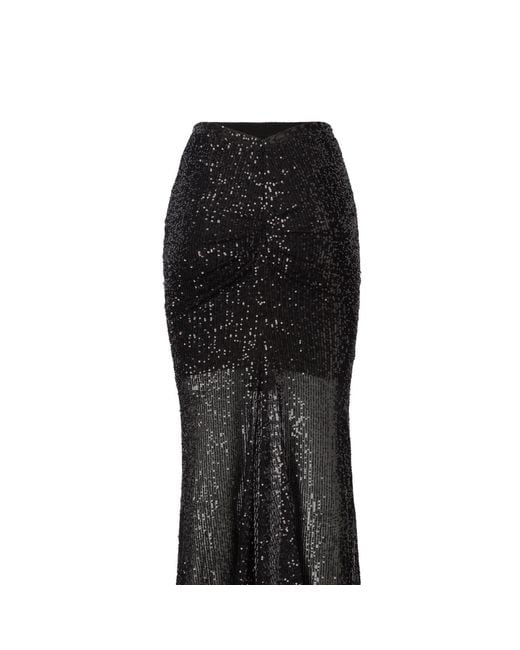 Lita Couture Black Sequin Ruched Maxi Skirt