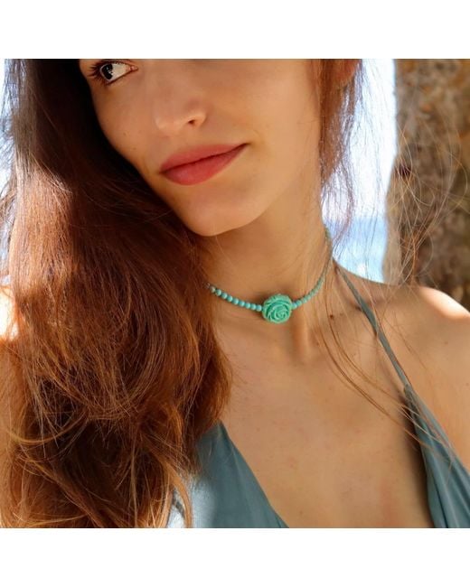 Mineralgems•Studio Blue Choker With Light Rose
