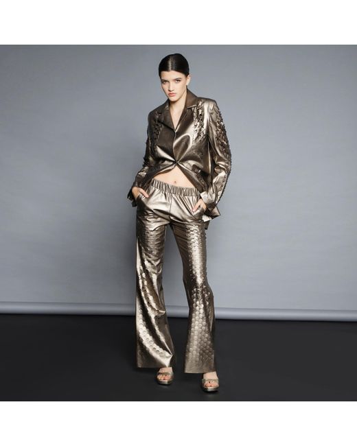 Silvia Serban Brown Neutrals Laser Cut Bronze Jacket
