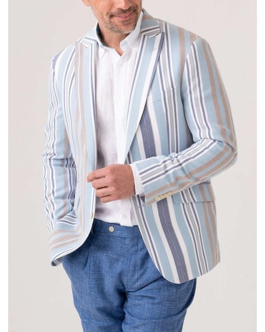 Koy Clothing Blue Lamu Striped Kikoy Blazer for men