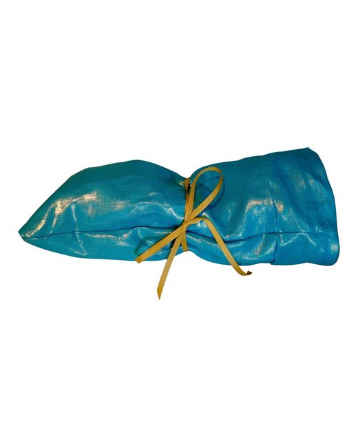Romer Millinery Blue Twisturban Turban Turquiose Metallic Lightweight Linen