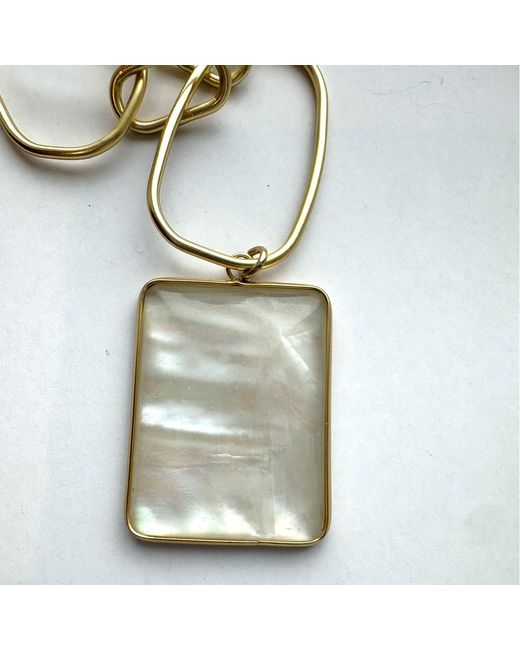 Rare Matters Jewelry Metallic Mother Of Pearl Statement Necklace