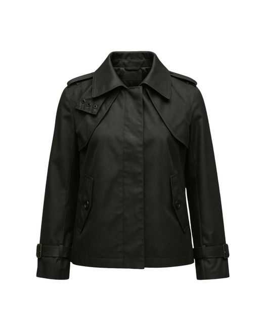 BEIRA Black Amelia Cropped Waterproof & Windproof Trench Jacket With Detachable Hood