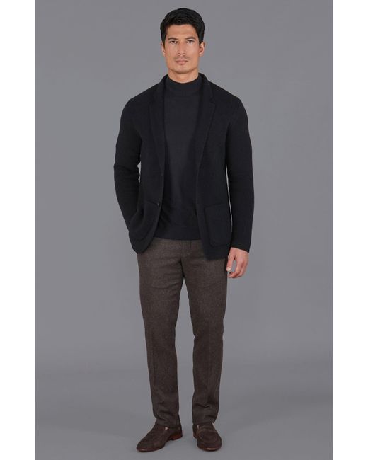 Paul James Knitwear Blue Midweight Lambswool Benedict Knitted Blazer for men