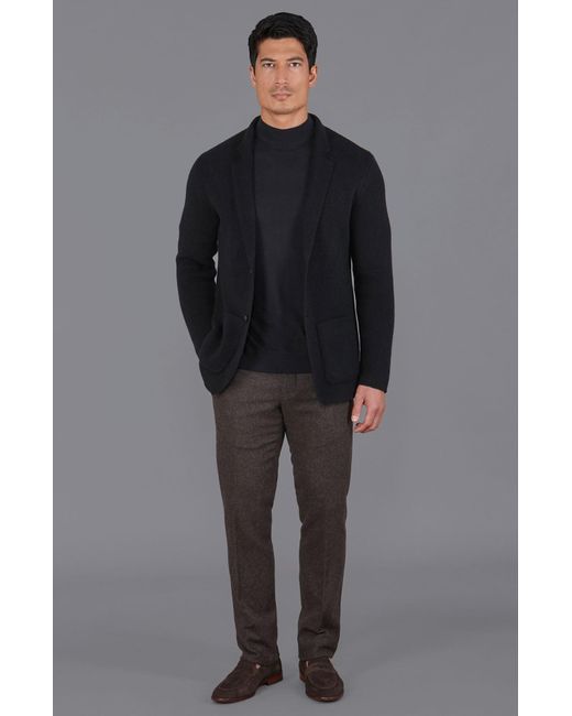 Paul James Knitwear Blue Midweight Lambswool Benedict Knitted Blazer for men