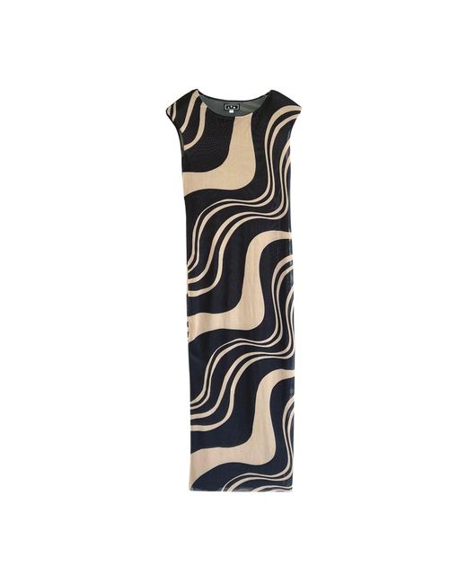 L2R THE LABEL Black Neutrals Shoulder Pad Printed Mesh Dress