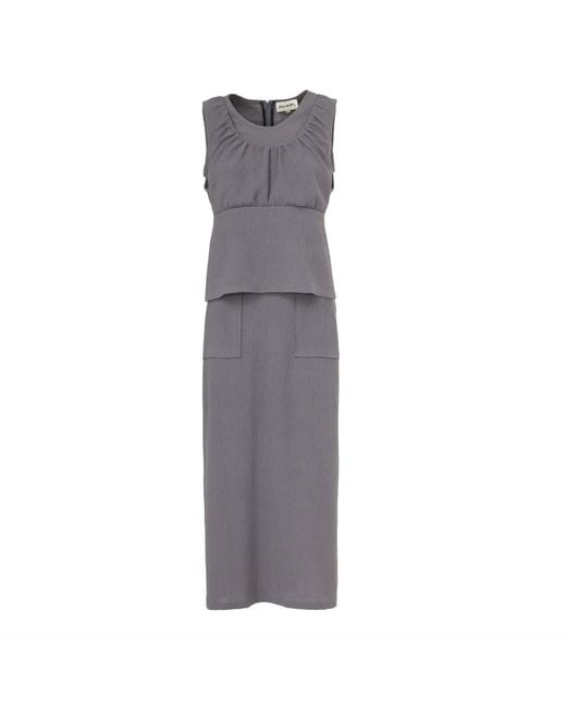 Julia Allert Gray Summer Crinkled Sleeveless Top & Long Skirt Two-Piece Set –