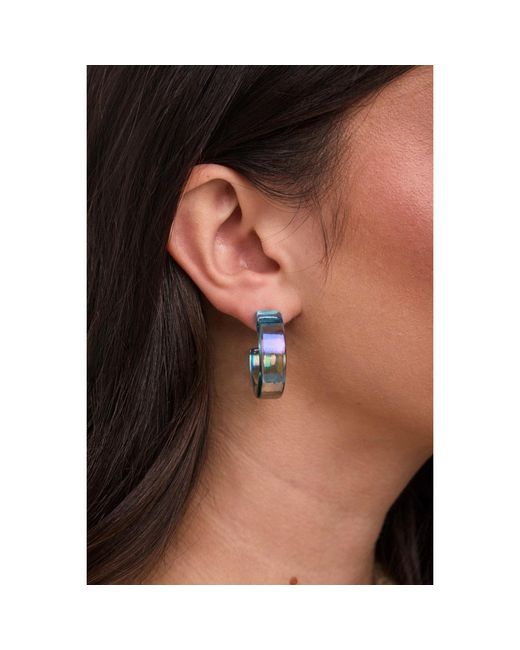 Saachi Blue Ombre Shimmer Hoop Clear Earrings