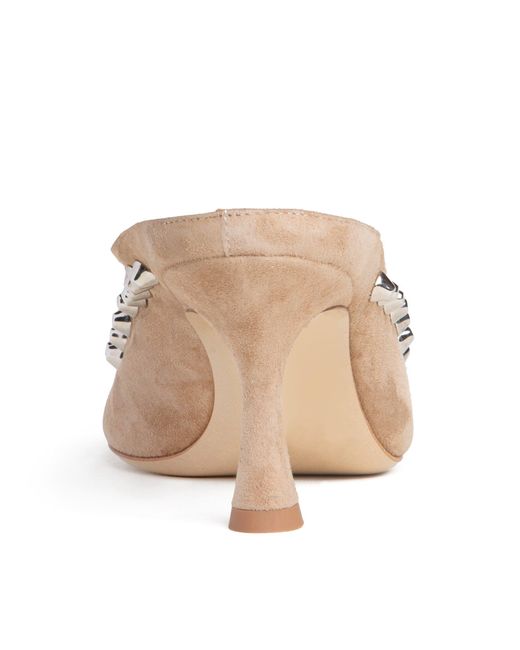 Beautiisoles by Robyn Shreiber Made in Italy Pink Neutrals Georgia Cam Suede Studded Evening Day Wear Mule