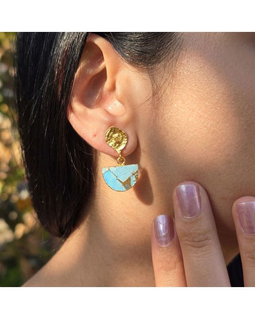 Harfi Blue Statement December Birthstone Earrings