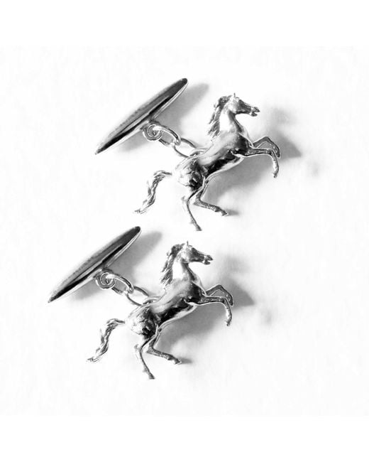 Lee Renee White Horse Cufflinks for men