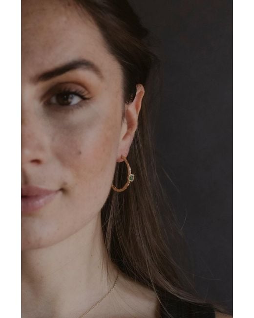 Claire Hill Designs Metallic Chalcedony Lichen Branch Large Hoops