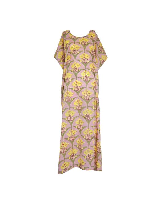 Manuela Cabrales Metallic Trianae Block Print Kaftan