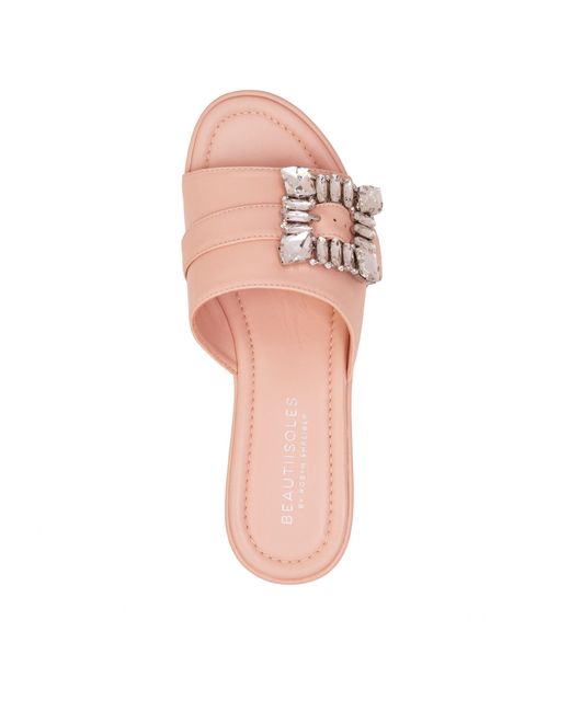 Beautiisoles by Robyn Shreiber Made in Italy Pink Neutrals Dita Baby Leather Comfortable Wedge Platform Mule Beach Pool Slide Sandal