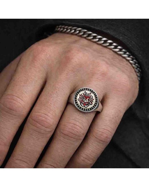 VicStoneNYC Fine Jewelry Black Diamond Tiger Signet Ring for men