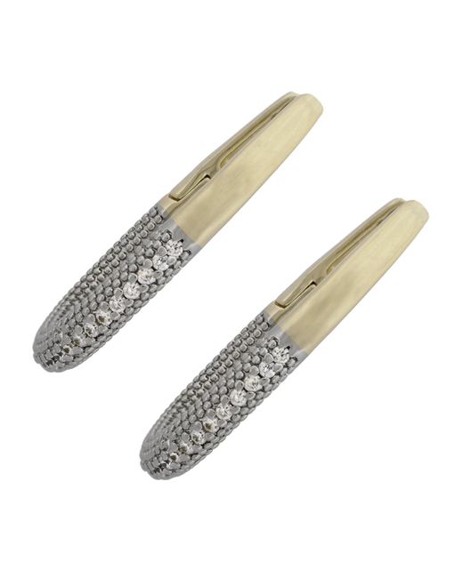 Ebru Jewelry Metallic Pave Diamonds Hoop Earrings