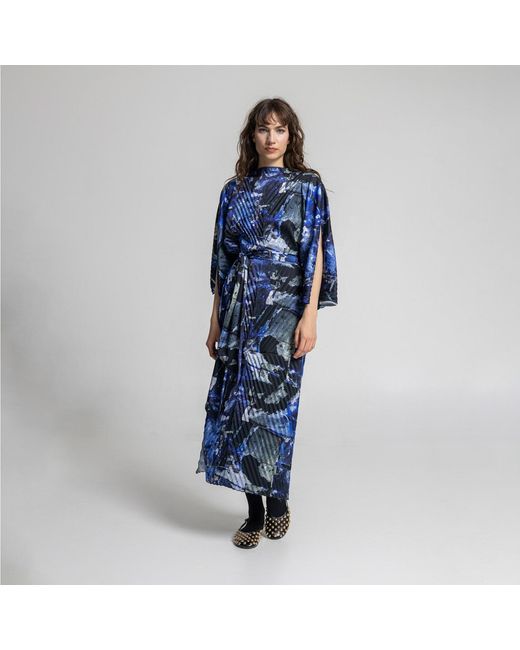 ARTISTA Blue Secret Stories Pleated Midi Dress