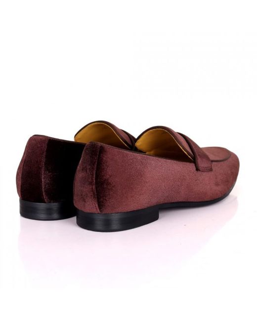 DAVID WEJ Black Alfred Velvet Loafers – Plum for men