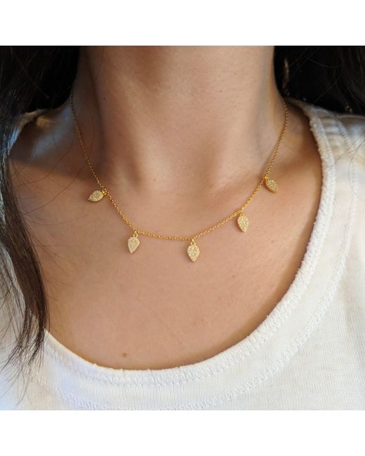 KAMARIA Metallic Blessings Leaf Choker Necklace With Crystals