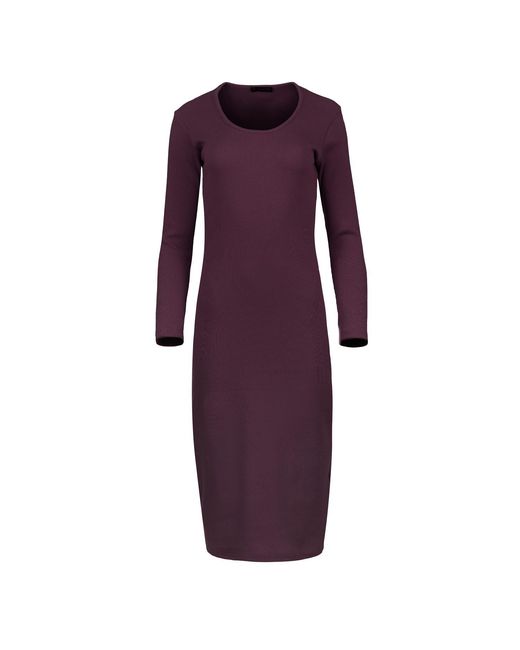 Conquista Purple Long Sleeve Round Neck Midi Dress