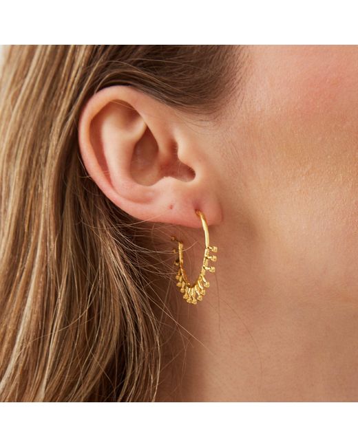 Spero London Metallic Sterling Crown Natural Textured Molten Large Hoop Earring