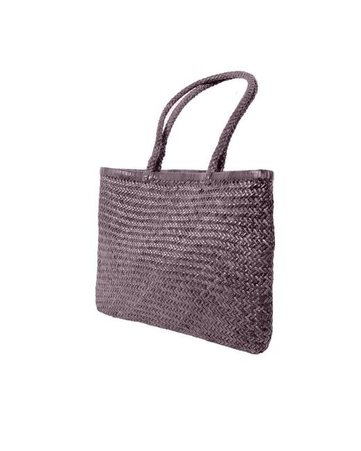 godi. Purple The Buna Handwoven Leather Tote Bag