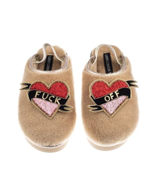 Laines London Multicolor Neutrals Flatform Cloud Closed Toe Slippers With Fuck Off Brooches