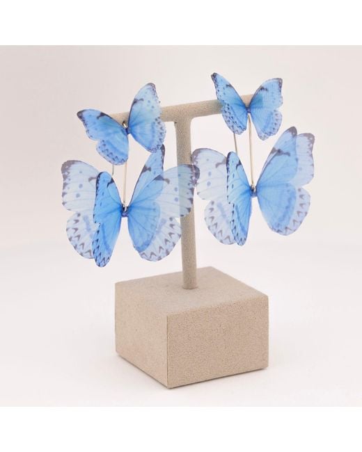Oana Savu Blue Light Silk Butterfly Earrings Sterling Bridesmaids Earrings