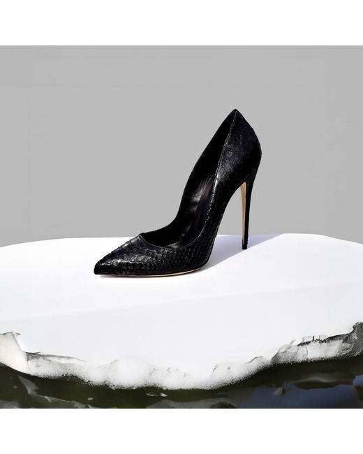 Aethra Shoes Black Alichi Pointed Toe High Heel Stiletto Pumps