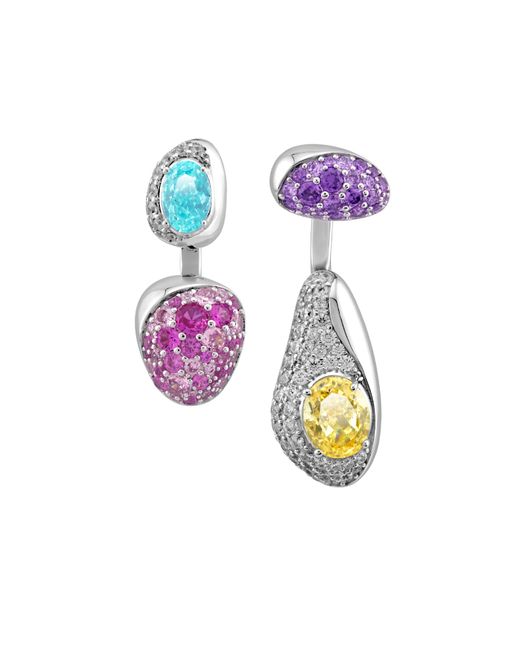 Arte Madrid Purple Sierra Pavé Contour Convertible Stud Earrings With Drop Pendants