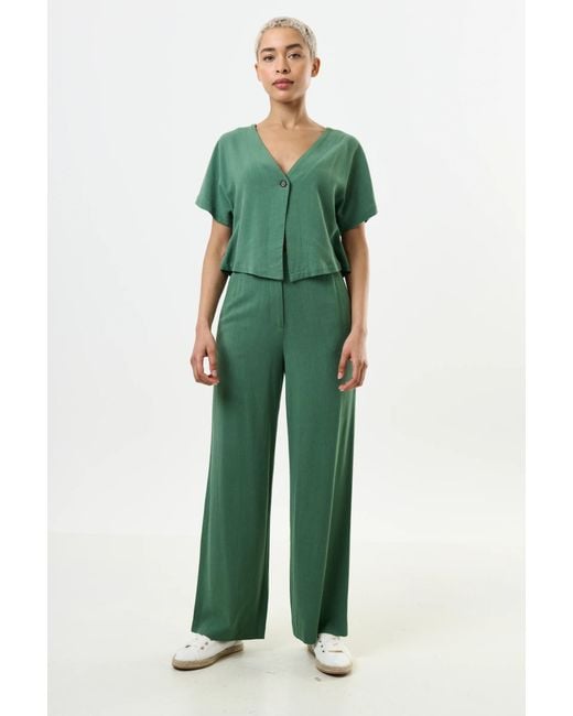 Louche Green Tilde Linen Mix Wide Leg Trouser