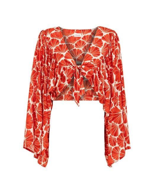 Lilamie Red Bali Long Sleeve Summer Bustier Top