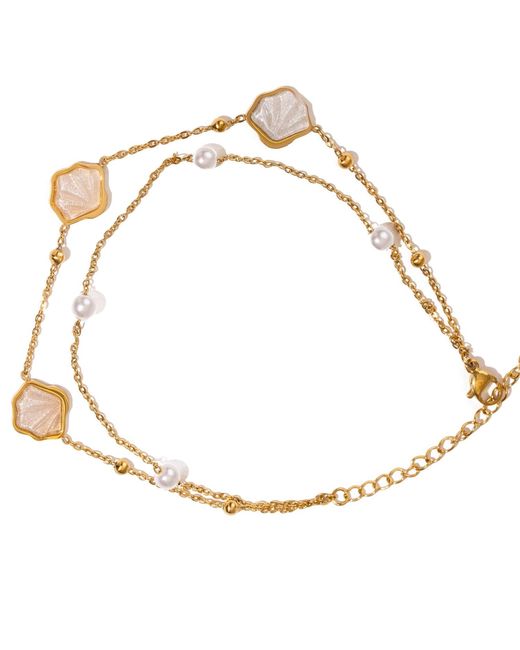 Ebru Jewelry Metallic Pearl Seashell Dreams Anklet