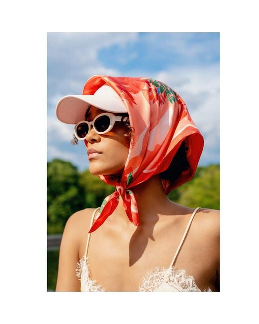 Jessie Zhao New York Red Double Sided Silk Scarf Crossing
