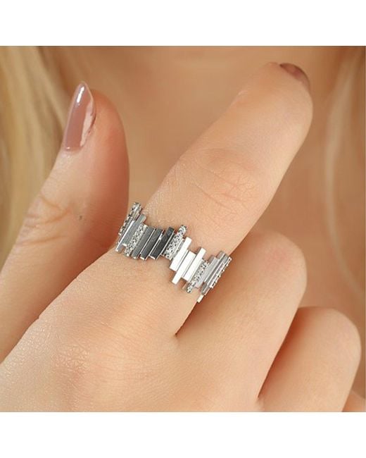 Spero London White New Multiple Bar Sterling Ring