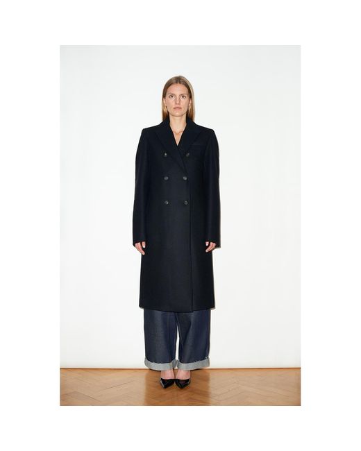 Hegarty Black Double Breasted Cashmere And Wool Overcoat