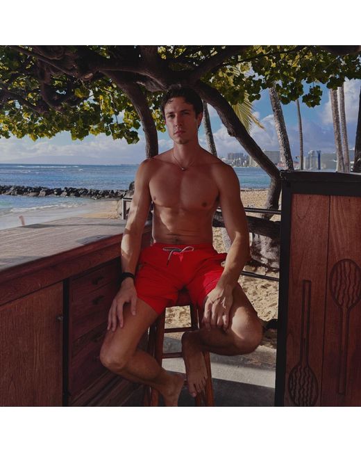 Playaluxe Red Marbella Classic Swim Trunk for men