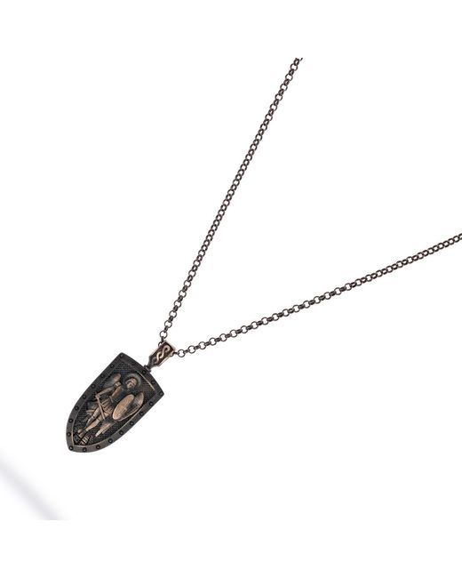 Ebru Jewelry Black Guardian Angel Shield Sterling Necklace for men