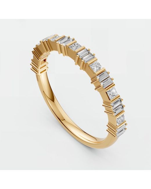 Aya Fine Jewelry Metallic Baguette & Princess Cut Lab Diamond Wedding Band Ring