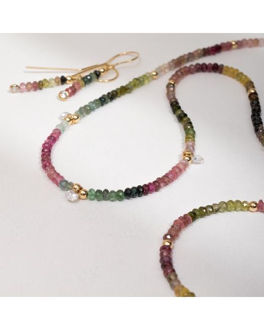 Kate Koel Metallic Watermelon Tourmaline Beaded Necklace