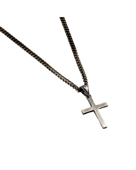 Posh Totty Designs Metallic Oxidised Large Cross Pendant Necklace for men