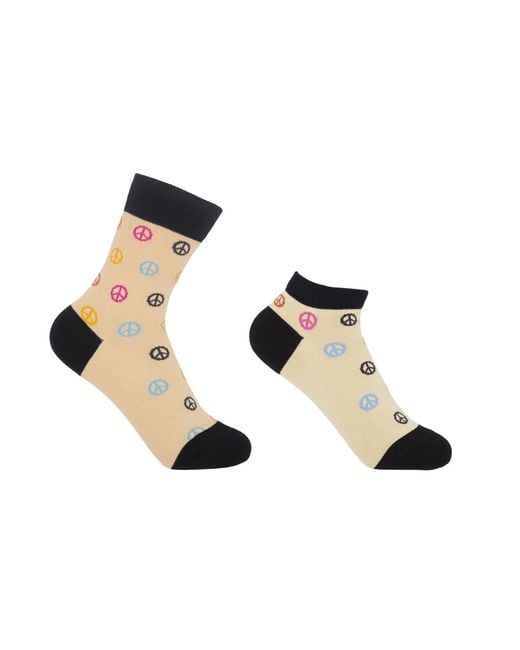 Peper Harow - Made in England Black Neutrals Peace Luxury Crew & Trainer Socks Bundle