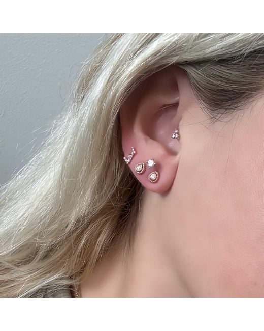 Ecce | Artisan Diamonds Metallic Single 14K Tiny Drop Diamond Earring
