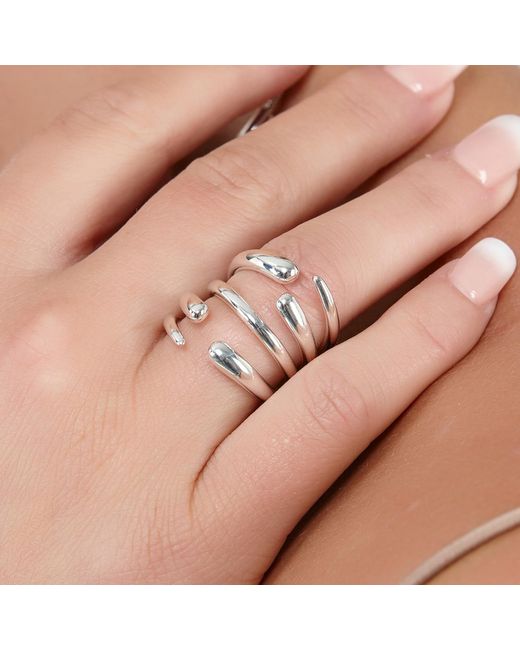 Lucy Quartermaine Metallic Sterling Multi Drop Ring