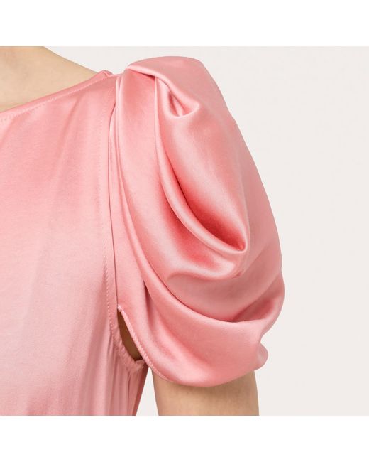 Nissa Pink Belted Viscose Midi Dress
