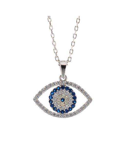 Ebru Jewelry Metallic Sparkly Evil Eye Sterling Silver Necklace