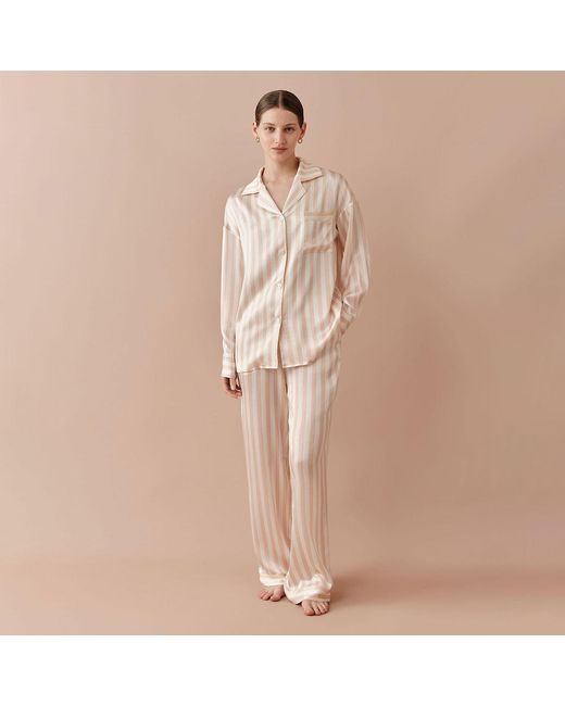 Silkinc Pink Classic Wide Stripe Long Pajama Set