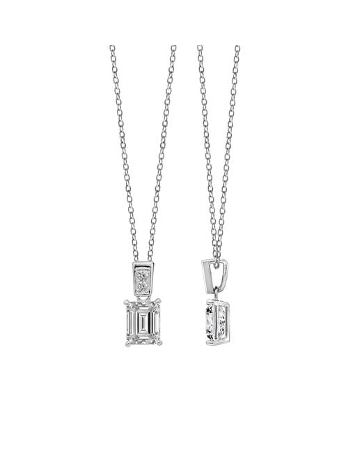 Diamonbliss Metallic Embellished With Swarovski Plated Emerald Cut Solitaire Drop Pendant Necklace, One And Half Carats